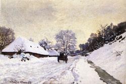 Claude Monet The Cart Snow-Covered Road at Honfleur France oil painting art